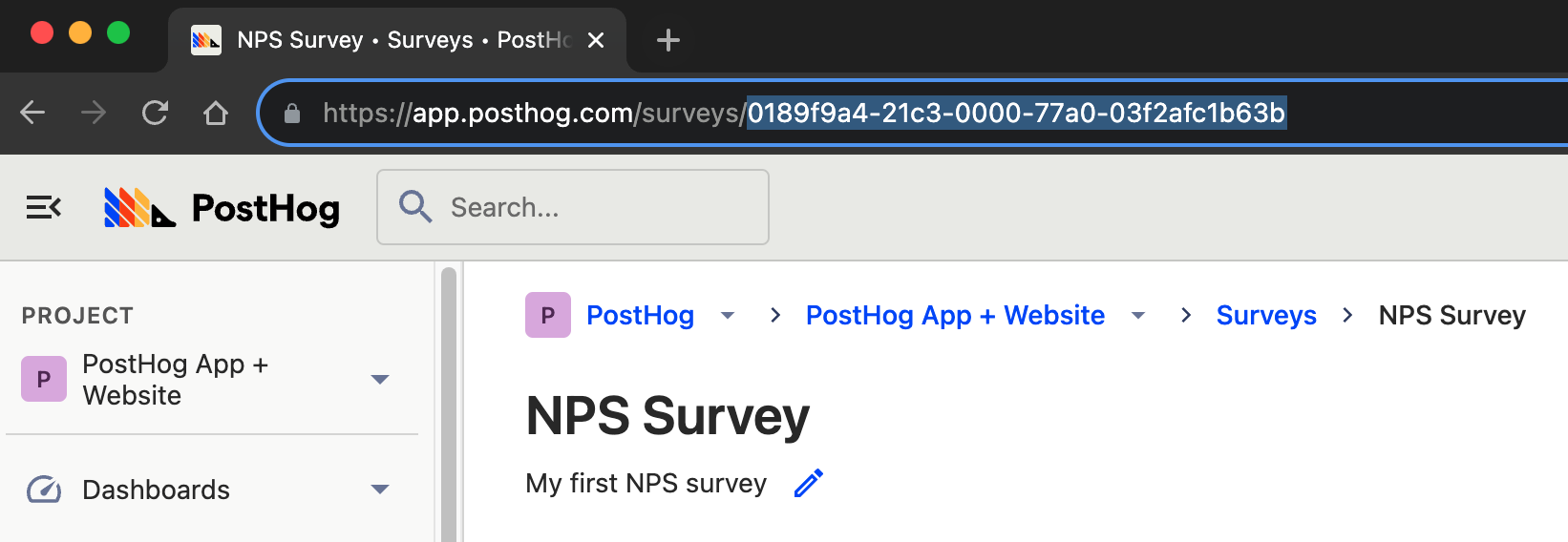 PostHog survey ID